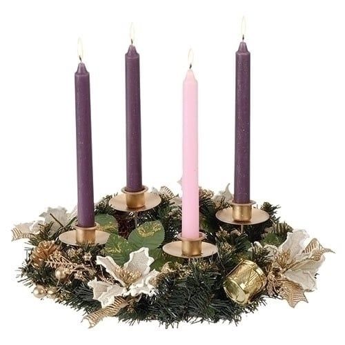 ADVENT WREATH - IVORY POINSETTIA - 14&quot;D