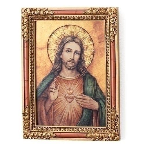 SACRED HEART ICON PLAQUE - 7.25&quot;H - NC1
