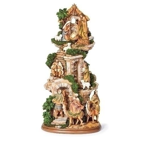 NATIVITY STABLE W/STAIRS SCENE - 17"H