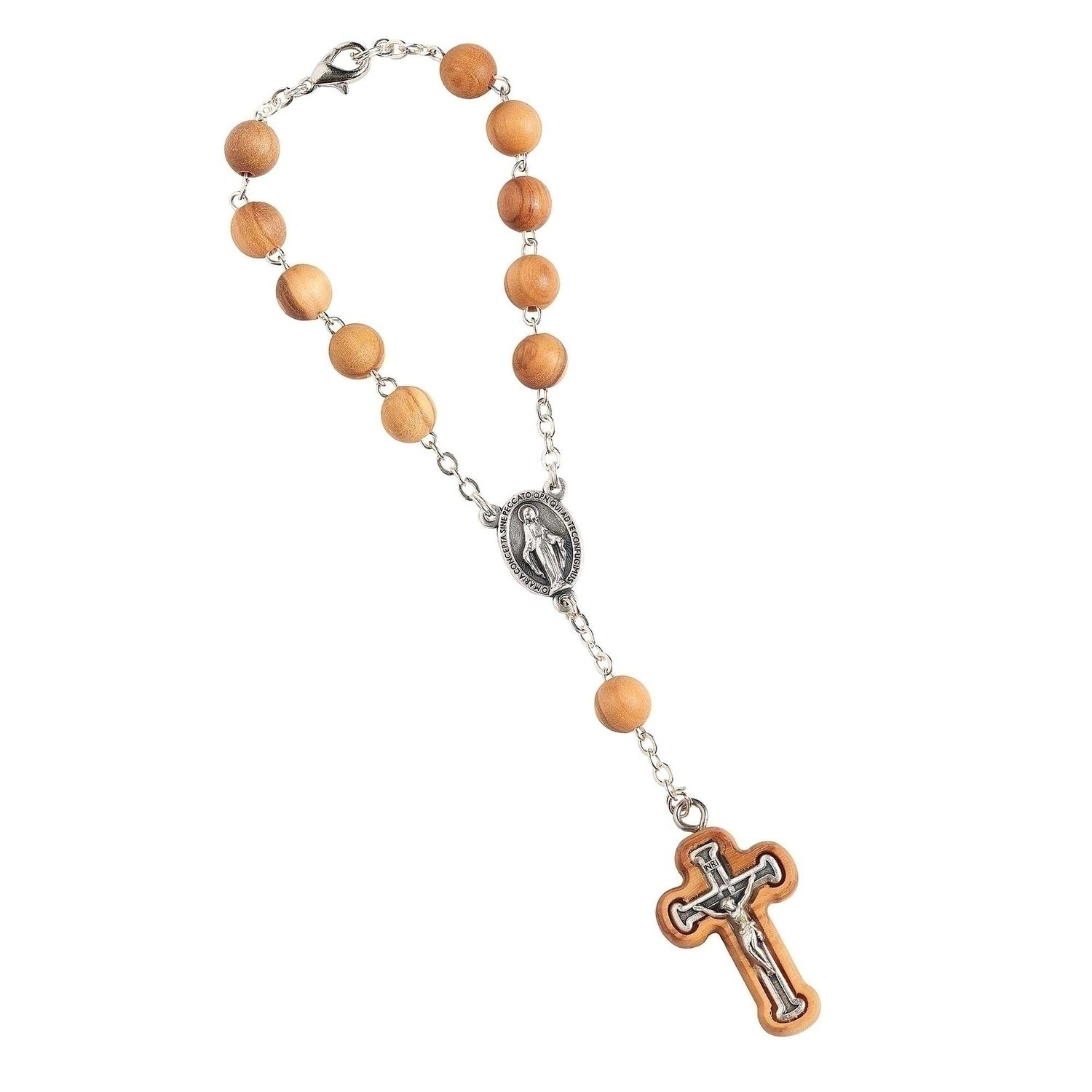 OLIVE WOOD AUTO ROSARY 7.25&quot;