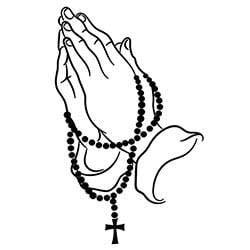 PRAYING HANDS W/ROSARY AUTO DECAL
