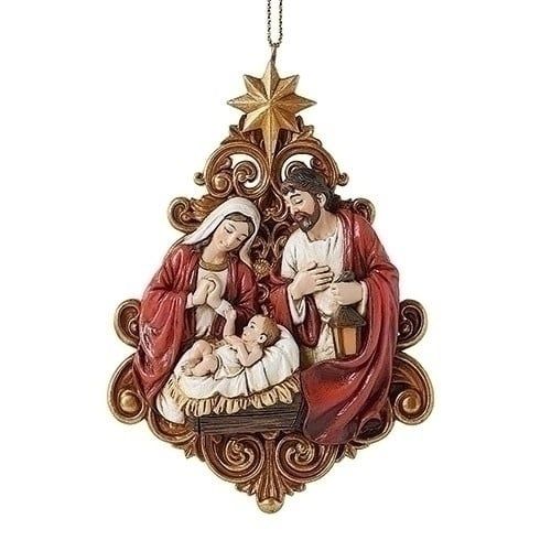 HOLY FAMILY ORNAMENT GOLD TREE - 4.25&quot;