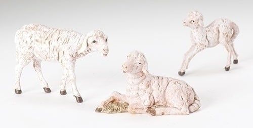 NATIVITY FIGURES - SHEEP FAMILY - 3 PC - 5&quot;H