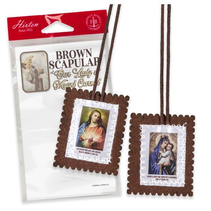 SCAPULAR BRW FELT 2.5&quot;X3.25&quot; LRG /CORD 22&quot;