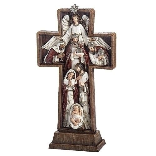 NATIVITY CROSS ANGEL/KINGS - JS - 13.5&quot; H BURG