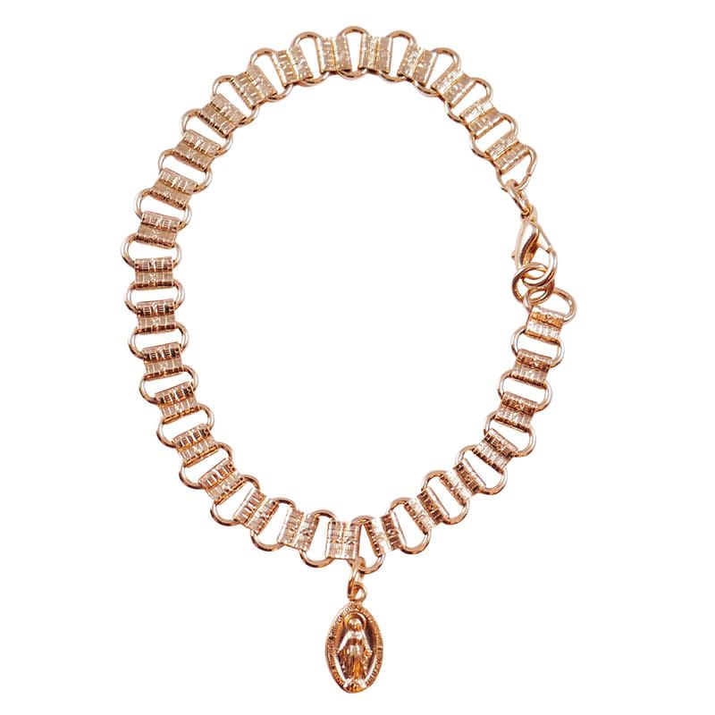 MIRAC GOLDTONE BRAC W/ DANGLE MEDAL