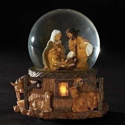 HOLY FAMILY LIGHTED MUSICAL DOME - 5.7&quot;H