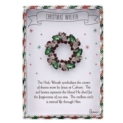 CHRISTMAS WREATH PIN - 2&quot;H