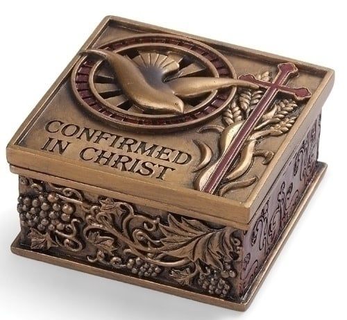CONFIRMATION BRONZE KEEPSAKE BOX  - 2.75&quot;H