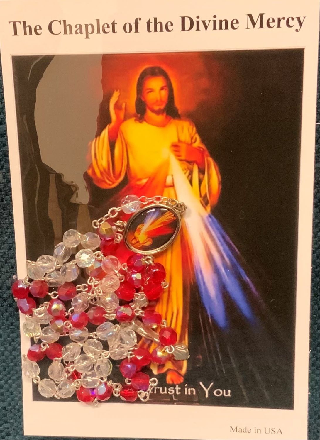 DIVINE MERCY/FAUSTINA PHOTO ROSARY W/PRAYER CARD