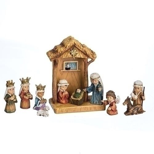 NATIVITY STABLE PAGEANT 11 PC SET - 8&quot;H - NC