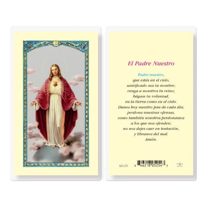 LORD&#39;S PRAYER SACRED HEART HOLY CARD - SPANISH