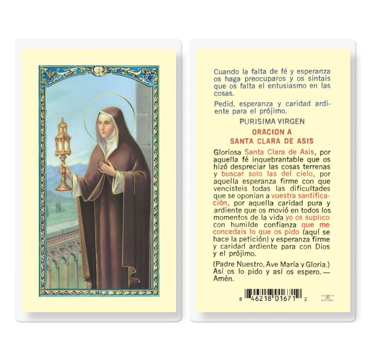 ORACION A SANTA CLARA DE ASIS HOLY CARD