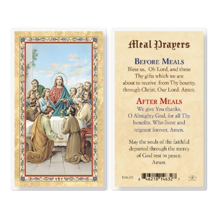 MEAL PRAYERS HOLY CARD