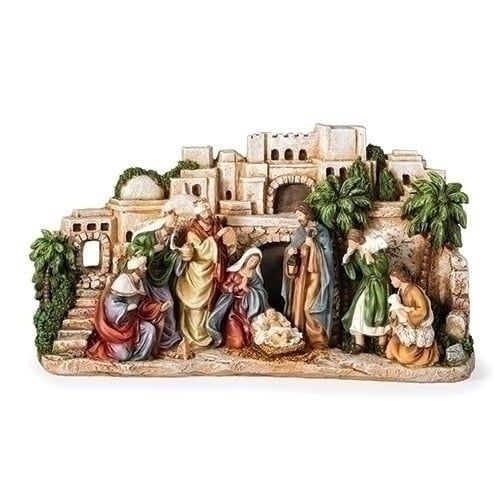 NATIVITY W/TOWN SCENE - 8&quot;H X 14&quot;W
