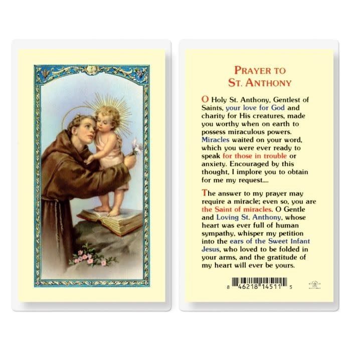 PRAYER TO ST ANTHONY - HOLY CARD