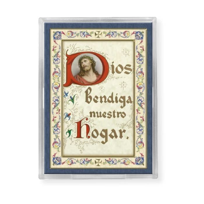 HOUSE BLESSING SPANISH GLD MAGNETIC FRAME - 2 1/4&quot; X 3&quot;