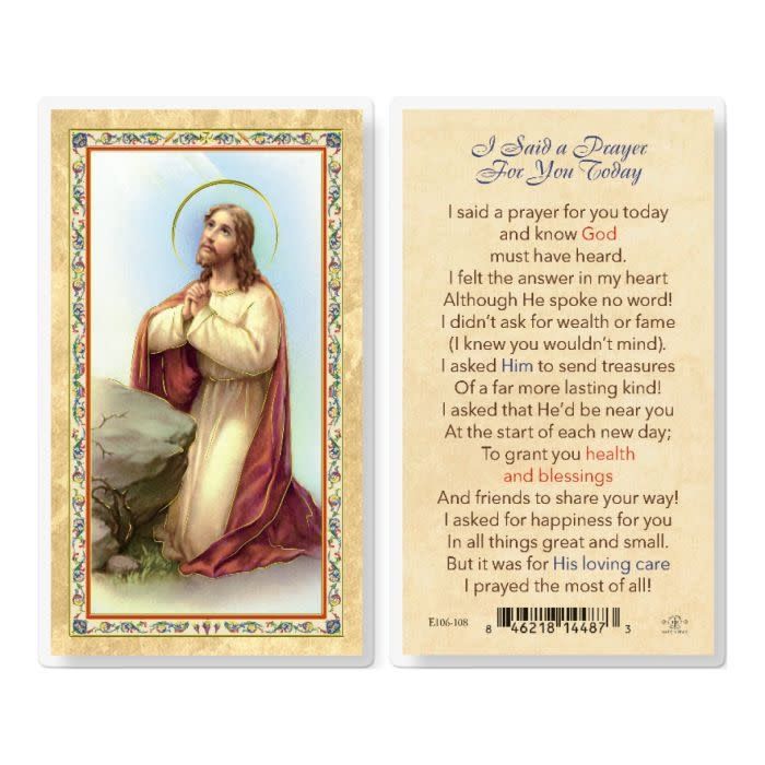 I SAID A PRAYER FOR YOU TODAY HOLY CARD