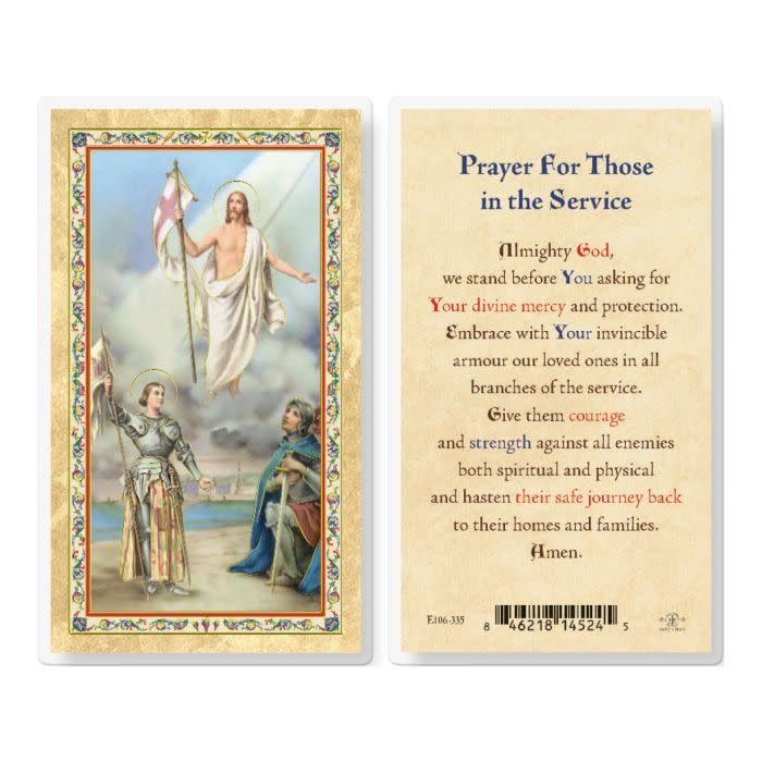 PRAYER FOR THOSE IN SERVICE HOLY CARD