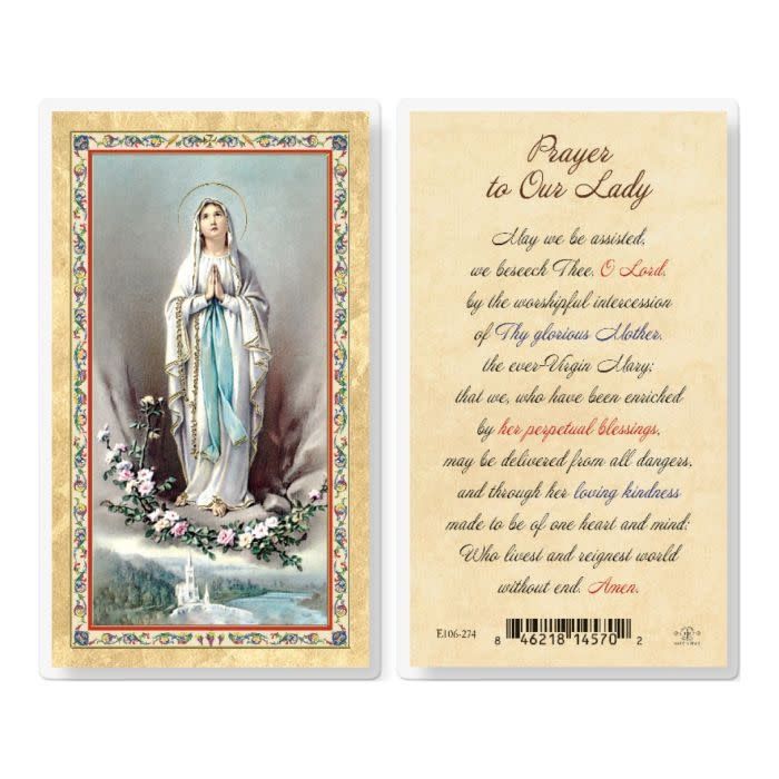 PRAYER TO OL OF LOURDES HOLY CARD