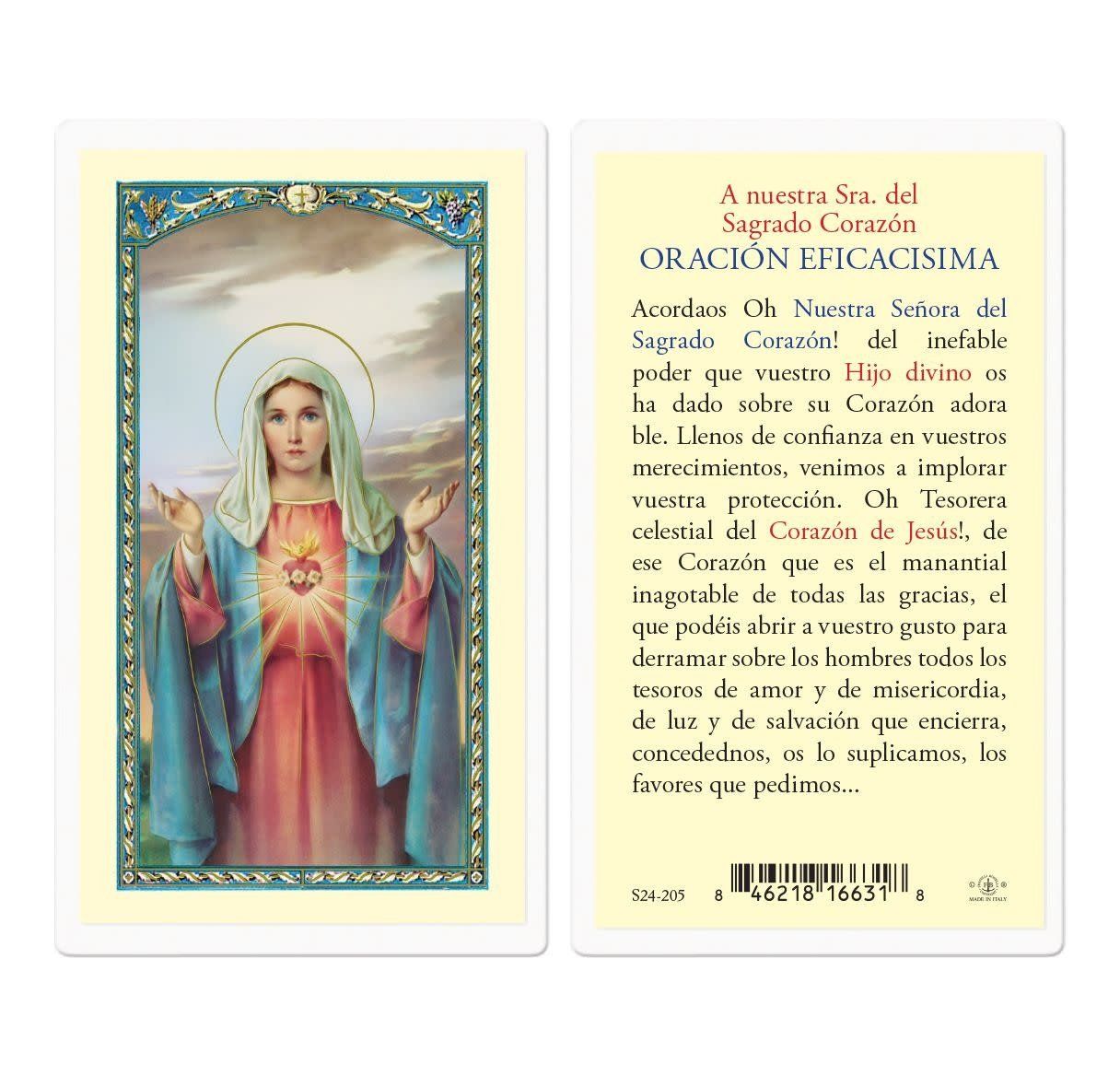 ORACION EFICACISIMA A NUESTRA SRA DEL SAGRADO CORAZON  HOLY CARD
