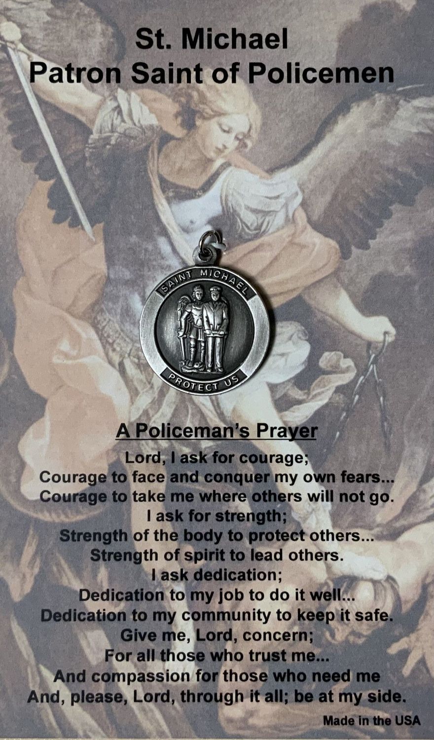 MICHAEL POLICE MEDAL W/PRAYER CARD