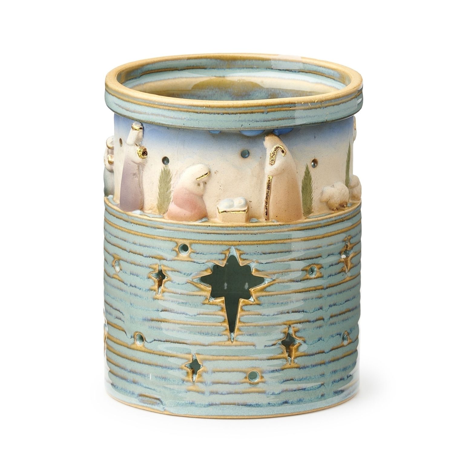 NATIVITY CANDLE CUP W/SCENE - 4"H