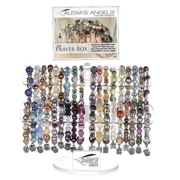PRAYER BOX BRACELETS - GLASS/BRASS  - 7&quot;STRETCH