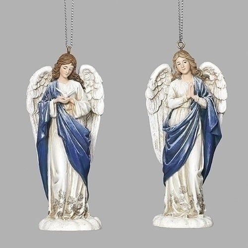 ANGEL NAVY W/SPARKLE GEMS ORNAMENTS - 4&quot;H
