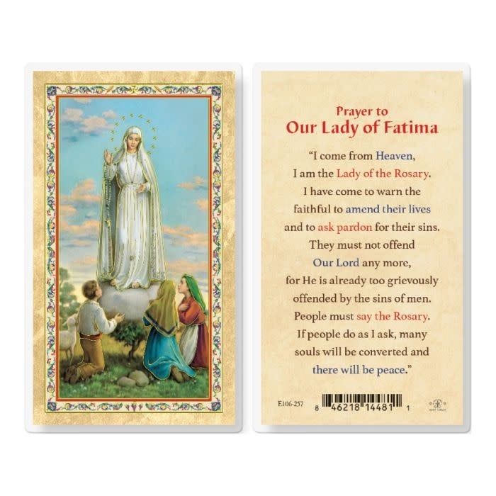 PRAYER TO OL OF FATIMA HOLY CARD
