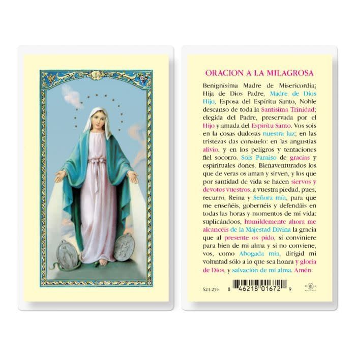 ORACION A LA MILAGROSA HOLY CARD
