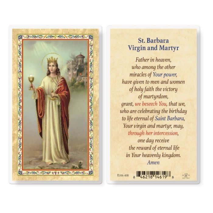 ST BARBARA VIRGIN &amp; MARTYR HOLY CARD