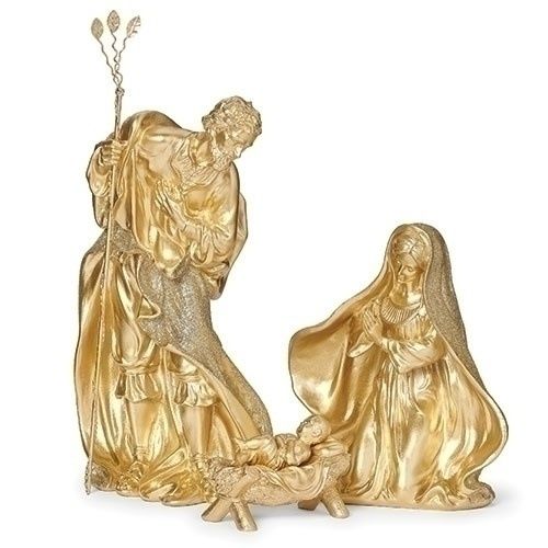 NATIVITY GLD W/CHAMPAIGN GLITTER SET 3PC - 13"H