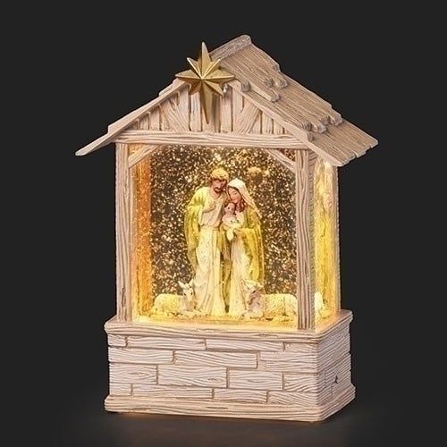 HOLY FAMILY STANDING SWIRL STABLE LED - 8.75"H