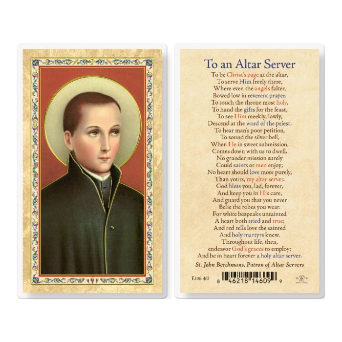 TO AN ALTAR SERVER HOLY CARD