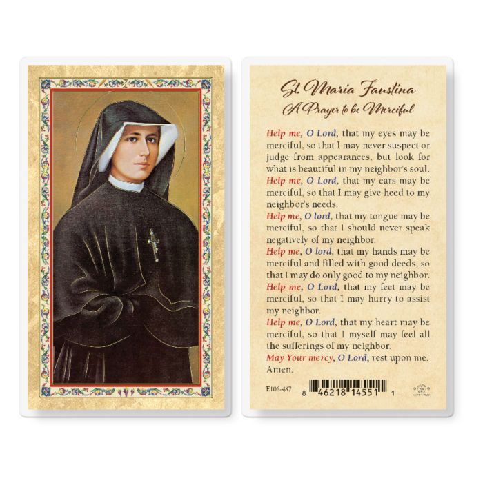 ST MARIA FAUSTINA - A PRAYER TO BE MERCIFUL HOLY CARD