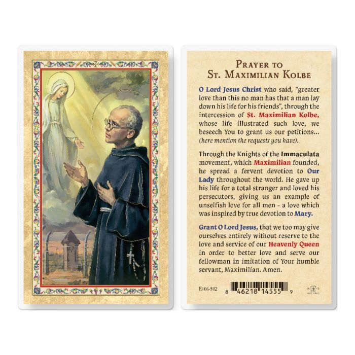 PRAYER TO MAXIMILIAN KOLBE HOLY CARD