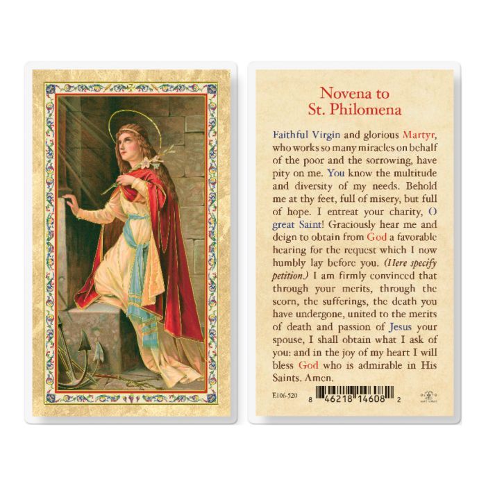 NOVENA TO ST PHILOMENA HOLY CARD