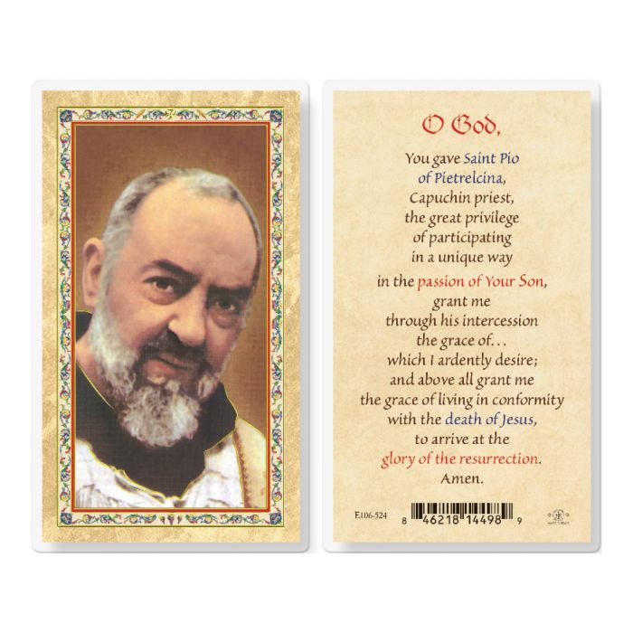 PRAYER TO ST PIO HOLY CARD