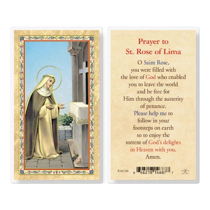 PRAYER TO ST ROSE OF LIMA HOLY CARD