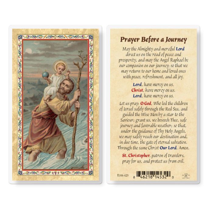 PRAYER BEFORE A JOURNEY - ST RAPHAEL/CHRISTOPHER HOLY CARD