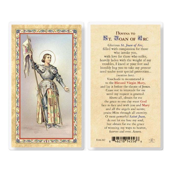 NOVENA TO ST JOAN OF ARC HOLY CARD