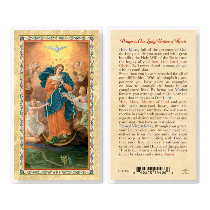 PRAYER TO OL UNTIER OF KNOTS HOLY CARD