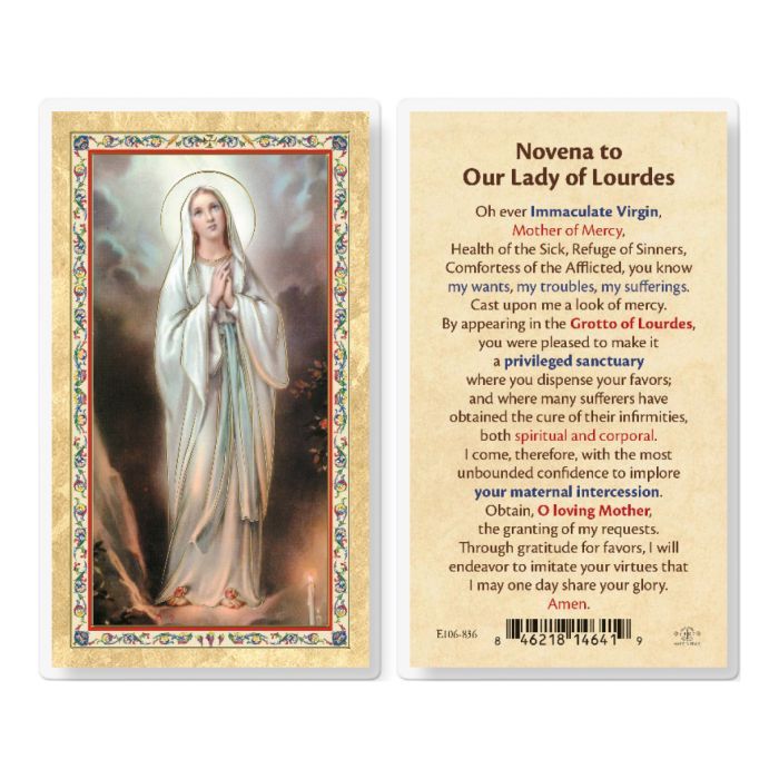 NOVENA TO OUR LADY OF LOURDES HOLY CARD