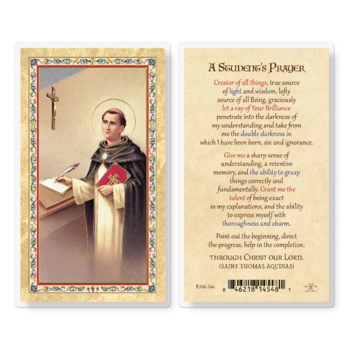 A STUDENT’S PRAYER - ST THOMAS HOLY CARD