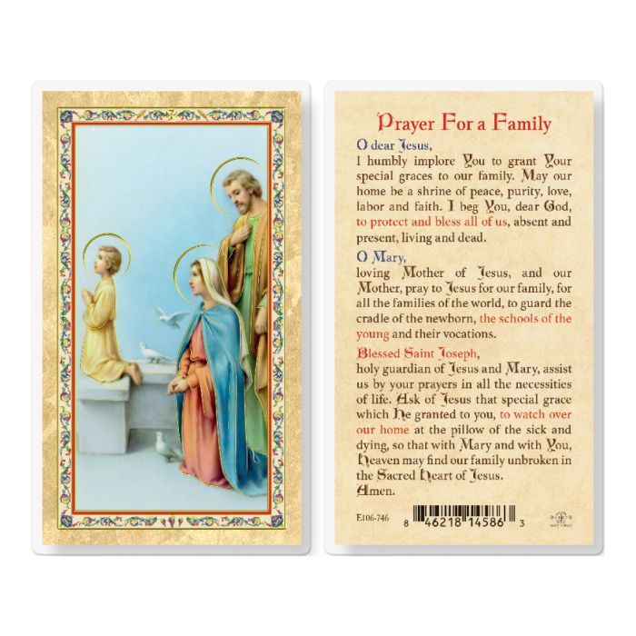 PRAYER FOR A FAMILY HOLY CARD