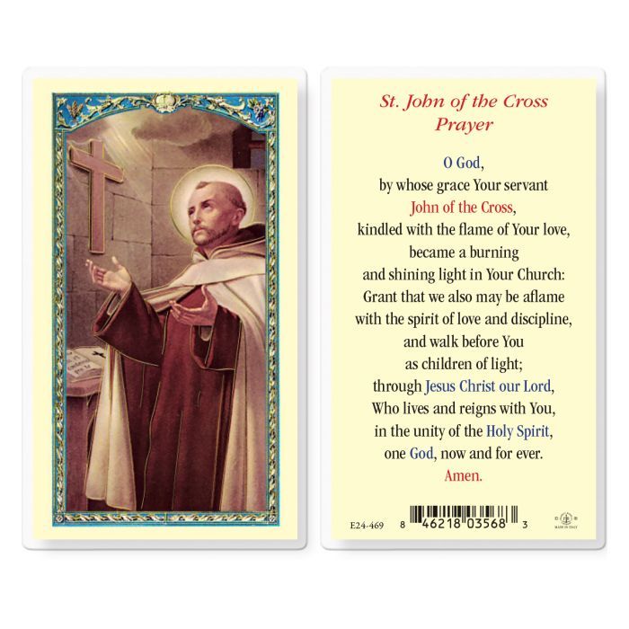 ST JOHN OF THE CROSS PRAYER HOLY CARD