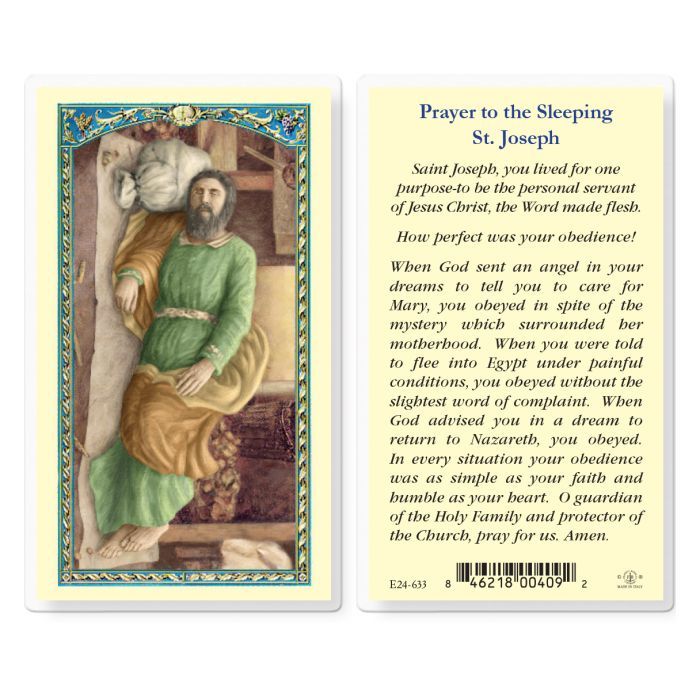 SLEEPING JOSEPH  HOLY CARD - NC