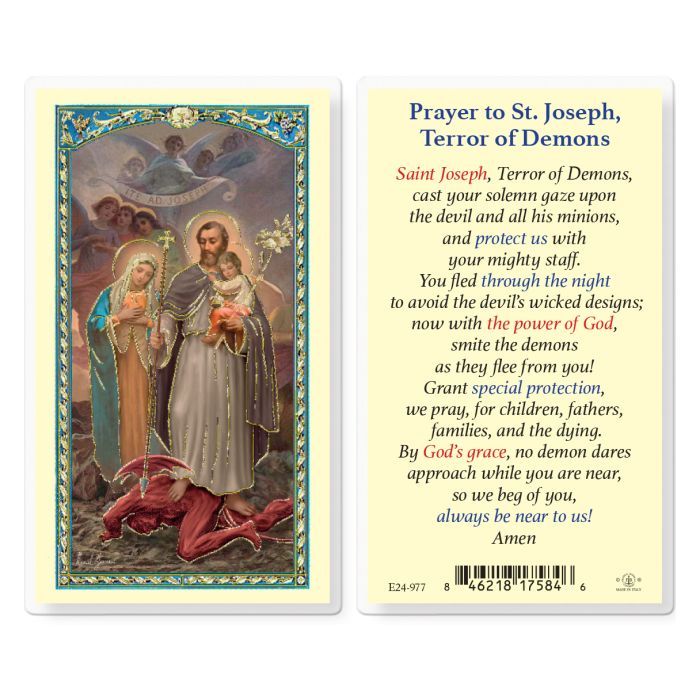 PRAYER TO ST JOSEPH, TERROR OF DEMONS HOLY CARD