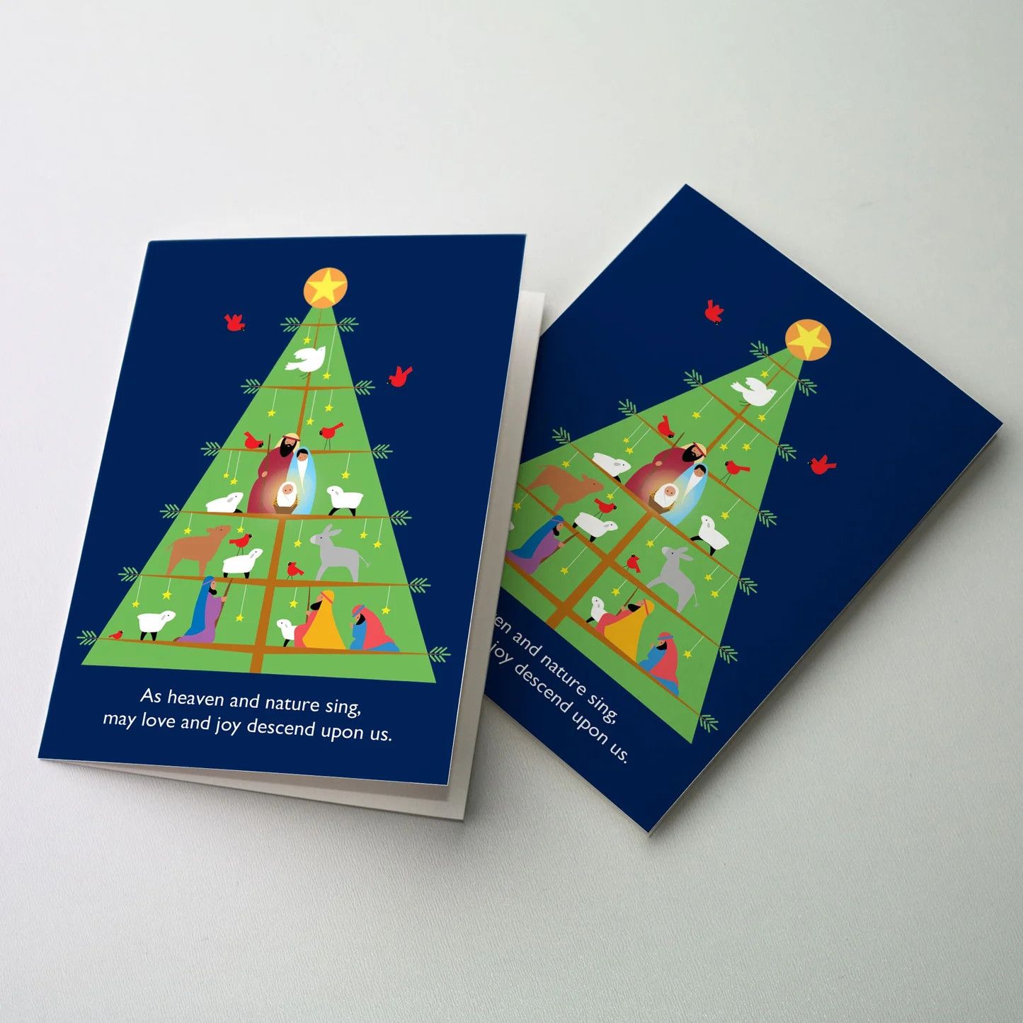 WCA3288 FOLK ART CHRISTMAS TREE - CHRISTMAS CARDS BOXED